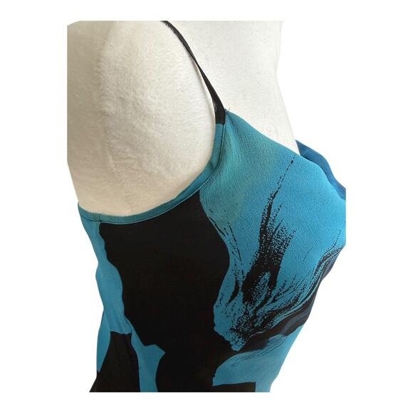 Vtg Express 90s Y2K Silk Slip Dress Ruffle Asymmetric Dark Fairy Midi Sz 2 Blue - Picture 7 of 15